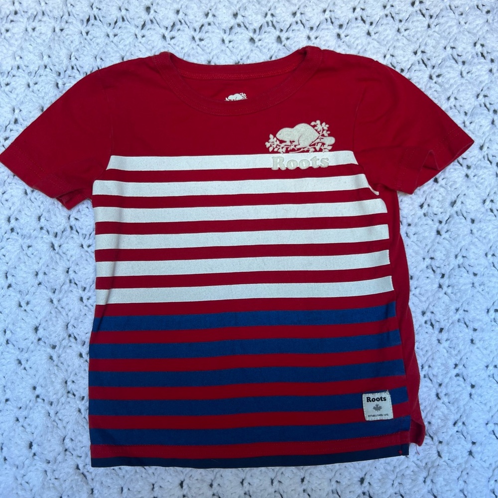Roots Kids Red White & Blue Striped Tee